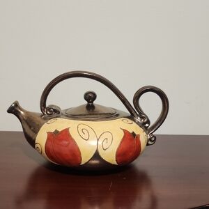 Ceramic Teapot with Tulips, Handmade Pottery Tea Pot, 